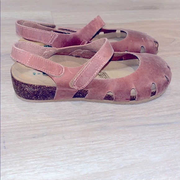 Bio Natura Closed Toe Mary Jane Distressed Leather Sandals NEW 9 Mauve Pink - Picture 7 of 10